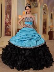 Sweetheart New Arrival Black And Sky Blue Quinceanera Dress