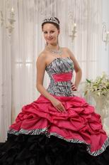 Zebra Fabric Printed Fuchsia Quinceanera Dress Brand New