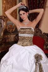 Sexy Strapless Leopard Printed Fabric Girls In Quinceanera Dress