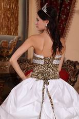 Sexy Strapless Leopard Printed Fabric Girls In Quinceanera Dress