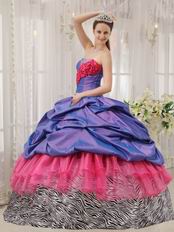 Exclusive Strapless Floor Length Ball Gown With Zebra Fabric