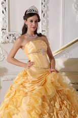 Strapless Chapel Train Daffodil Quinceanera Party Outfits