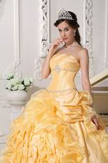 Strapless Chapel Train Daffodil Quinceanera Party Outfits