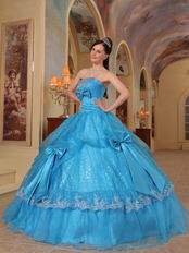 Sequins Fabric Azure Quinceanera Party Dress With Bowknot