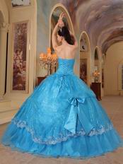 Sequins Fabric Azure Quinceanera Party Dress With Bowknot