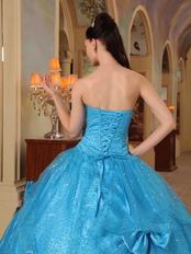 Sequins Fabric Azure Quinceanera Party Dress With Bowknot