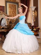 Fashion New White And Aqua Blue Quinceanera Dress