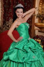 Strapless Spring Green Turquoise Quinceanera Party Gown