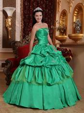 Strapless Spring Green Turquoise Quinceanera Party Gown