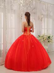 Sweetheart Style Scarlet Tulle Latest Quinceanera Dresses