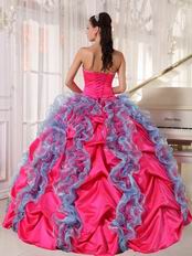 Deep Rose Pink Ruffles Skirt Quinceanera Dress For 16th Girl