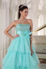 Minnesota Aqua Blue Layers Empire Skirt Prom Dress Cute