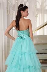 Minnesota Aqua Blue Layers Empire Skirt Prom Dress Cute