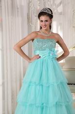 Minnesota Aqua Blue Layers Empire Skirt Prom Dress Cute