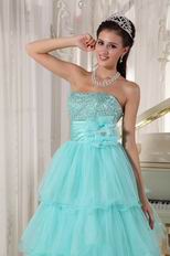 Minnesota Aqua Blue Layers Empire Skirt Prom Dress Cute