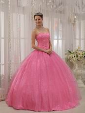 Flaring Sweetheart Pink Sequined La Quinceanera Dresses