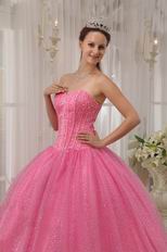 Flaring Sweetheart Pink Sequined La Quinceanera Dresses