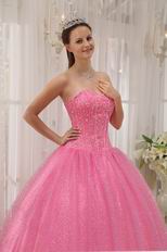 Flaring Sweetheart Pink Sequined La Quinceanera Dresses