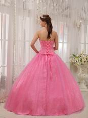 Flaring Sweetheart Pink Sequined La Quinceanera Dresses