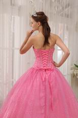 Flaring Sweetheart Pink Sequined La Quinceanera Dresses