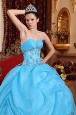 Cheap Aqua Blue 2014 Puffy Quinceanera Gown Clearance