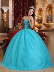 Popular Style Sky Blue Quinceanera Dress Flaring Sequin Bodice