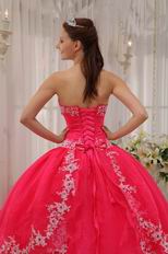 Appliqued Deep Pink Quinceanera Dress By Organza Fabric