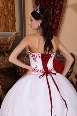 Brand New White Skirt Wine Red Details Quinceanera Dress