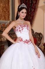 Brand New White Skirt Wine Red Details Quinceanera Dress