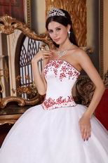 Brand New White Skirt Wine Red Details Quinceanera Dress