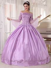 Off Shoulder Half Sleeves Lilac Puffy Skirt 2014 Quinceanera Dress