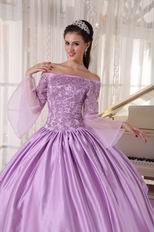 Off Shoulder Half Sleeves Lilac Puffy Skirt 2014 Quinceanera Dress