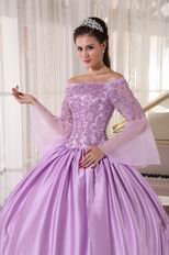 Off Shoulder Half Sleeves Lilac Puffy Skirt 2014 Quinceanera Dress