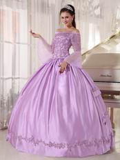 Off Shoulder Half Sleeves Lilac Puffy Skirt 2014 Quinceanera Dress