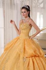Dark Yellow Spaghetti Straps Quinceanera Prom Dress Cheap