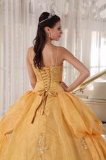 Dark Yellow Spaghetti Straps Quinceanera Prom Dress Cheap