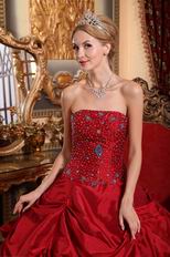 Strapless Floor Length Wine Red Bubble Quinceanera Gown
