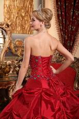 Strapless Floor Length Wine Red Bubble Quinceanera Gown