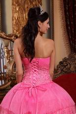 Hot Pink Sleeveless Layers Lace Skirt Quinceanera Dress