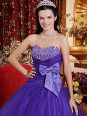 Bowknot Side Decorate Fashionable Amethyst Quinceanera Dress