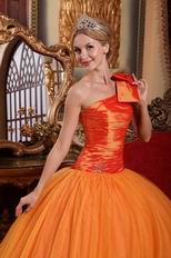 Orange One Shoulder Puffy Skirt Quinceanera Dress