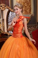 Orange One Shoulder Puffy Skirt Quinceanera Dress