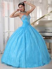 Discount Aqua Organza Dress To Christmas Quinceanera Party