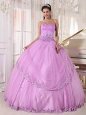 Lilac Strapless Applique Emberllishment Quinceanera Gown Stylish