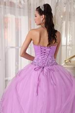 Lilac Strapless Applique Emberllishment Quinceanera Gown Stylish