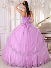 Lilac Strapless Applique Emberllishment Quinceanera Gown Stylish