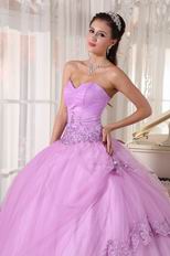 Lilac Strapless Applique Emberllishment Quinceanera Gown Stylish