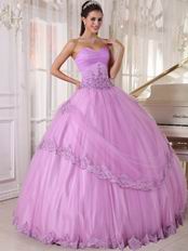 Lilac Strapless Applique Emberllishment Quinceanera Gown Stylish