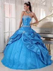 Appliqued Dodger Blue Strapless Quinceanera Birthday Dress