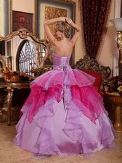 Deep Pink And Lilac Affordable Price Quinceanera Dress